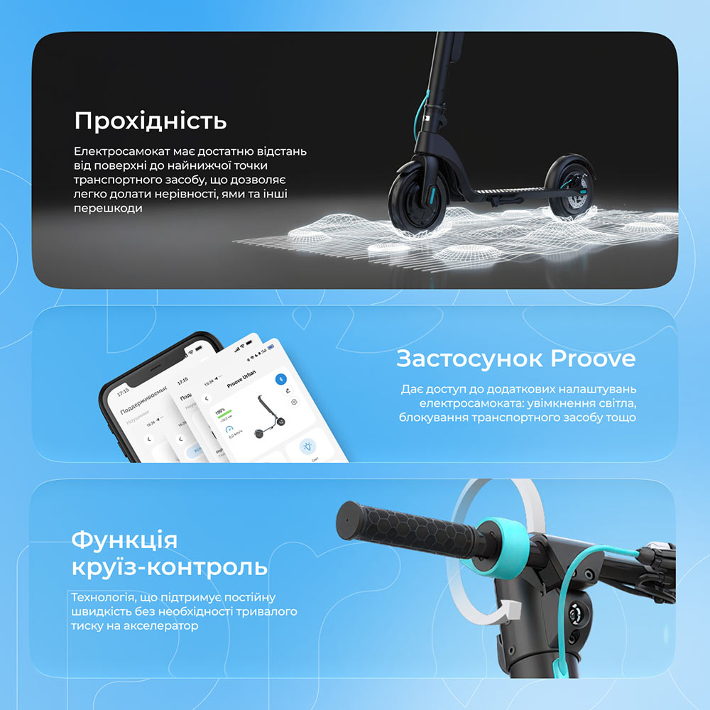 Внешний вид Электросамокат PROOVE Model X-City Pro App Black/Blue