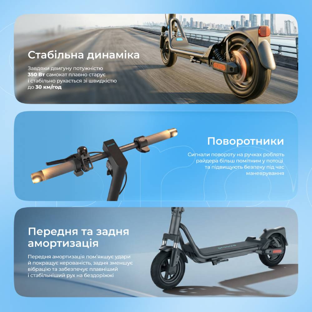 Электросамокат PROOVE Model City Pulse 350W Black/Blue (CTPL35030101) Вес, кг 18