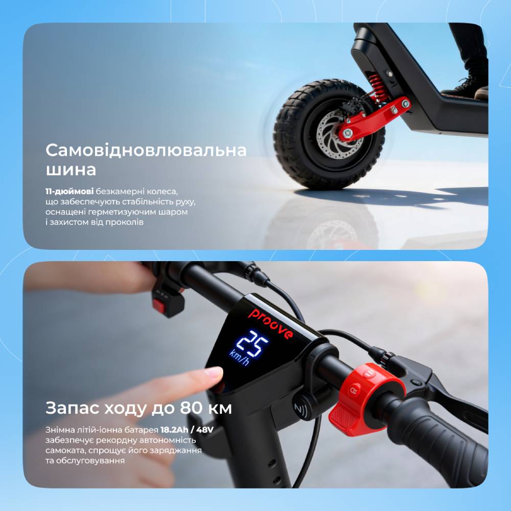 Внешний вид Электросамокат PROOVE Model Dual Sport SE App 1200W Black/Red (DLSE24050302)