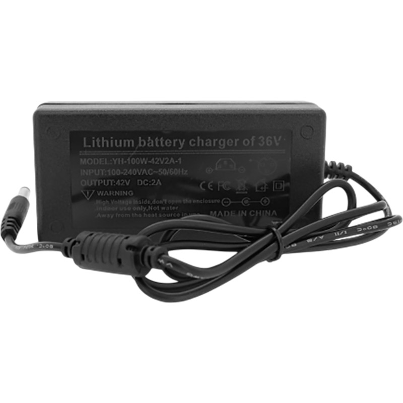 Зарядний пристрій VOLTRONIC для акумуляторів 42V 2A (YH-100W-42V2A) Додатково Робочий діапазон: 90 ~ 264В змінного струму; Номінальна вхідна частота: 50/60 Гц (47-63 Гц); Номінальний вхідний струм: 0,2 А макс.; Вихідний струм: 42V 2A; Штекер 5,5 х2, 5мм; Кабель: 1,2 метри; Пульсація та шум: менше 200 МВ P-P