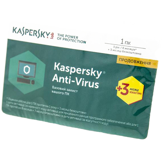 Антивірус Kaspersky Anti-Virus 2017 Eastern Europe 1 ПК 1 рік + 3 міс Renewal Card (KL1171OOAFR)