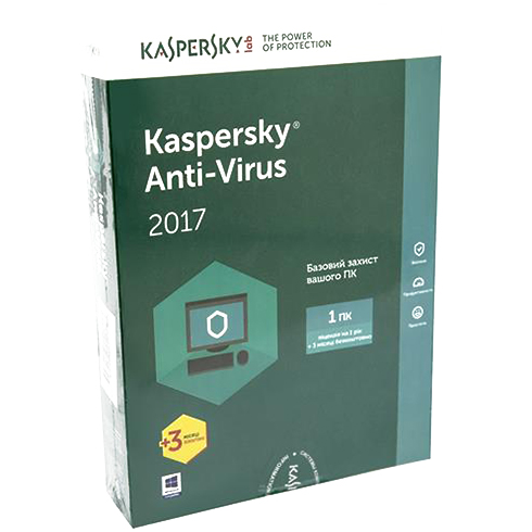 Антивірус Kaspersky Anti-Virus 2017 Eastern Europe 1 ПК 1 рік + 3 міс Base Box (KL1171OBAFS)