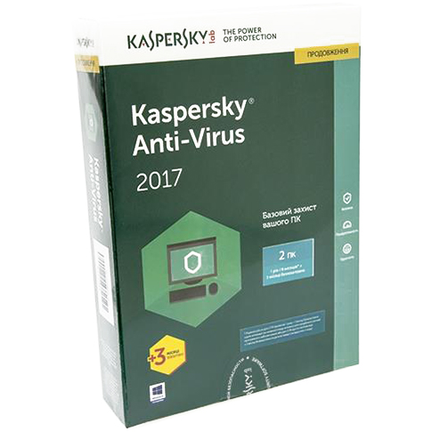 Антивірус Kaspersky Anti-Virus 2017 Eastern Europe 2 ПК 1 рік + 3 міс Renewal Box (KL1171OBBFR)