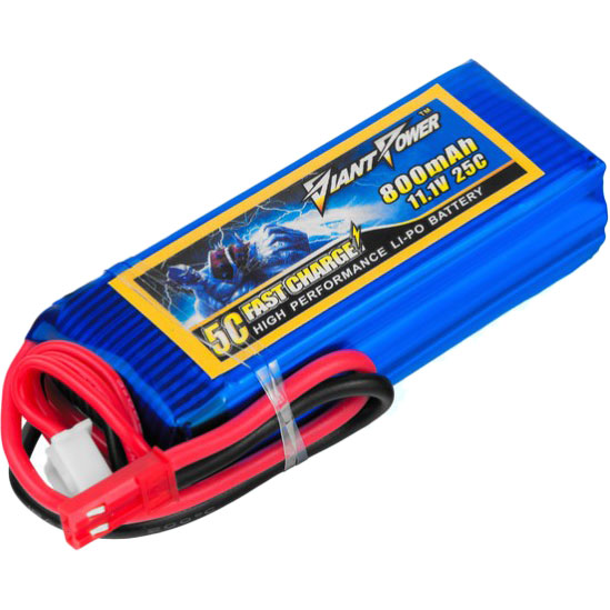 

Аккумулятор DINOGY Li-Pol 800mAh 11.1V 3S 25C JST (DLC-3S800C-JST), Li-Pol 800mAh 11.1V 3S 25C 17x25x68мм JST