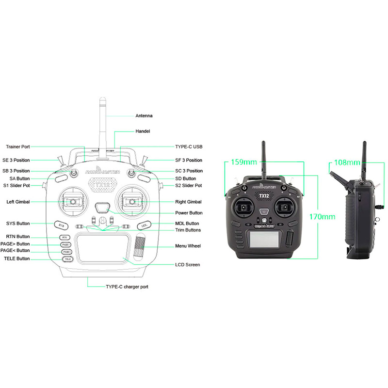 В Фокстрот Пульт радиоуправления RadioMaster TX12 MKII ELRS