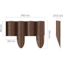 Бордовий газонний CELLFAST 4 ECO 10 секцій х 240 мм 2.4 м Brown (34-031)