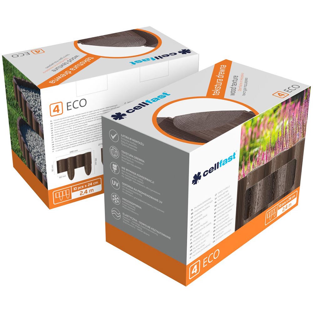Бордовий газонний CELLFAST 4 ECO 10 секцій х 240 мм 2.4 м Brown (34-031) Довжина 240