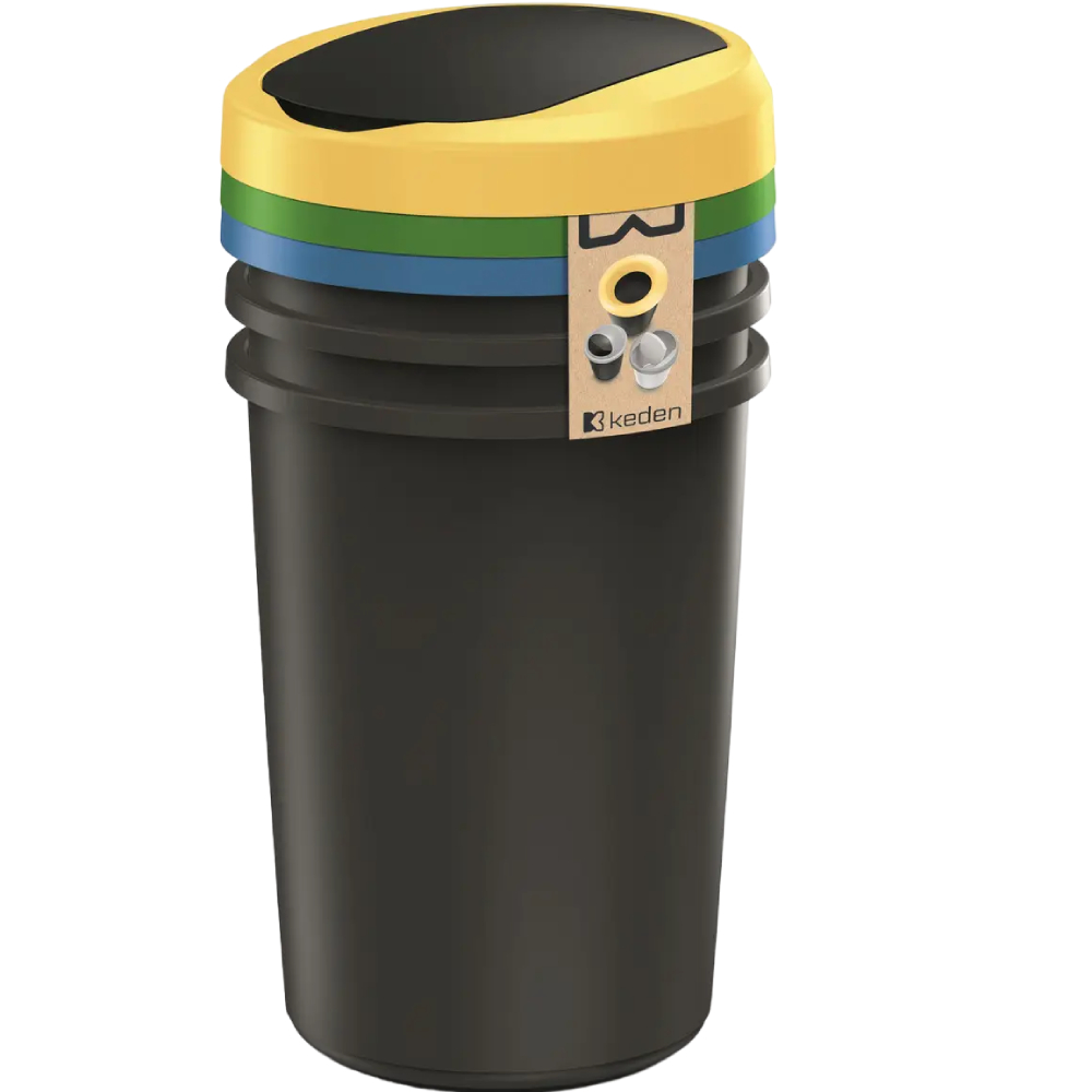 Комплект мусорных контейнеров KEDEN BY PROSPERPLAST Баки для сортування сміття Compacta R 3 х 40 л Black (NRAB40S3)