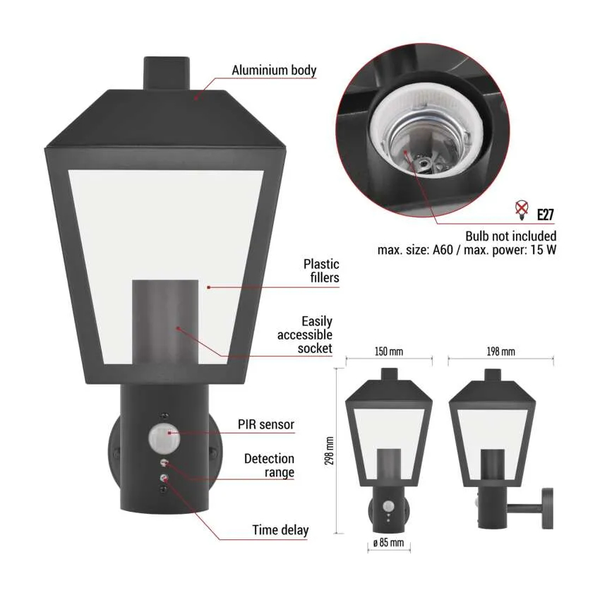 Фото 16 Садовый светильник EMOS ZGB040P E27 IP44 15W (ZGB040P)
