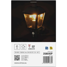 Садовый светильник EMOS ZGB040P E27 IP44 15W (ZGB040P)