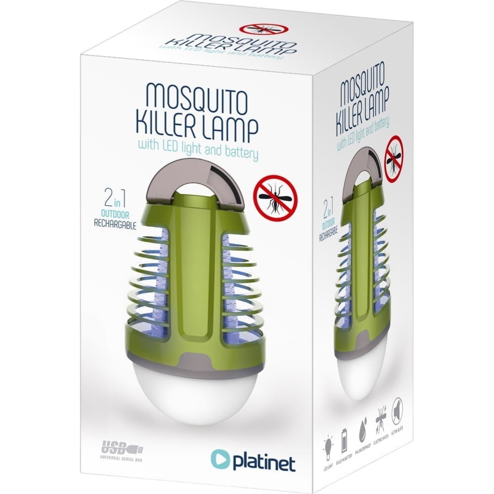 Уничтожитель насекомых PLATINET 5W 1800 mAh (PMKL6500) Дополнительно Площадь действия 30–40 м²; класс защиты IP44; материал ABS+PC; питание USB DC5V 1000mA