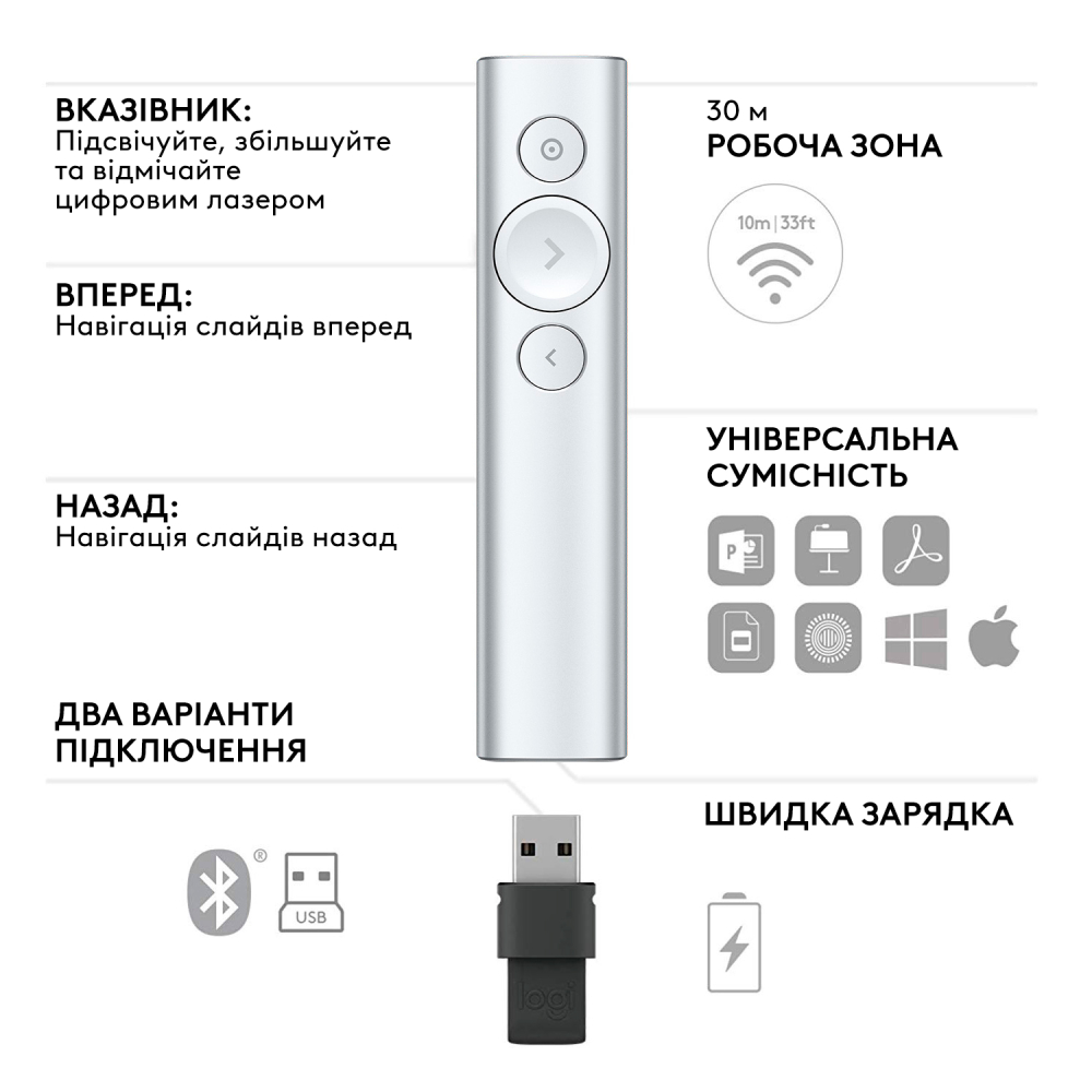 Покупка Презентер LOGITECH BT/WL SPOTLIGHT (L910-004861)