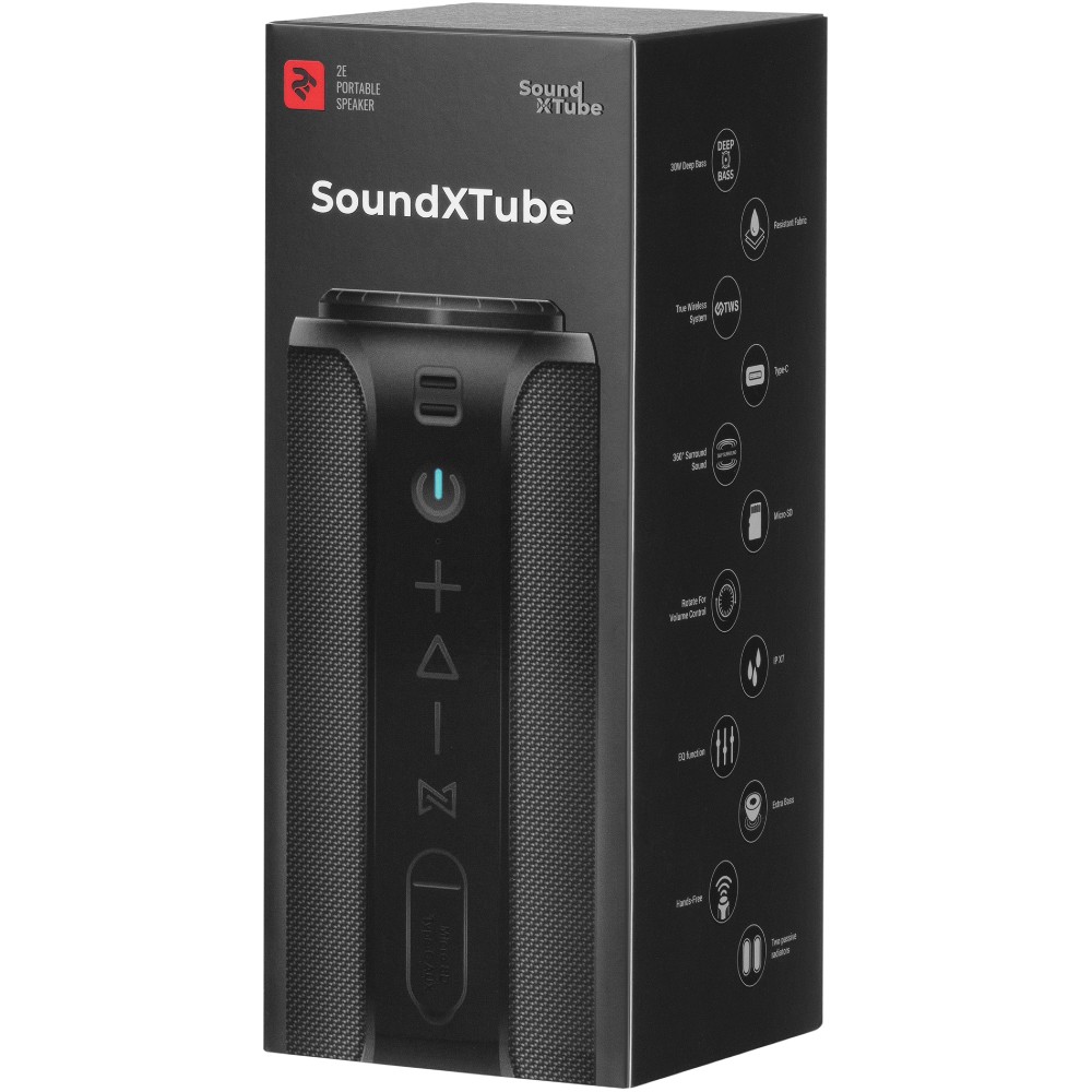 Заказать Портативная акустика 2E SoundXTube TWS MP3 Wireless Waterproof Black (2E-BSSXTWBK)