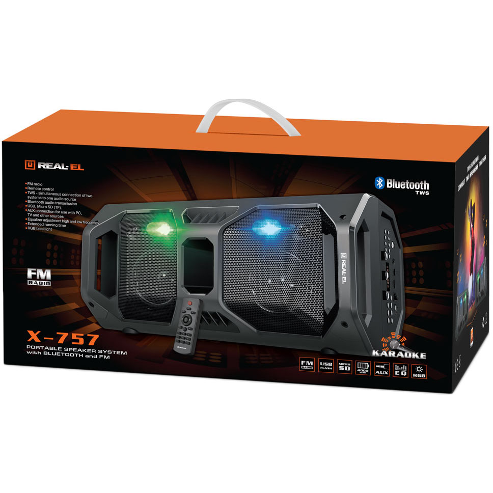 В интернет магазине Портативная акустика REAL-EL X-757 Black (EL121600007)