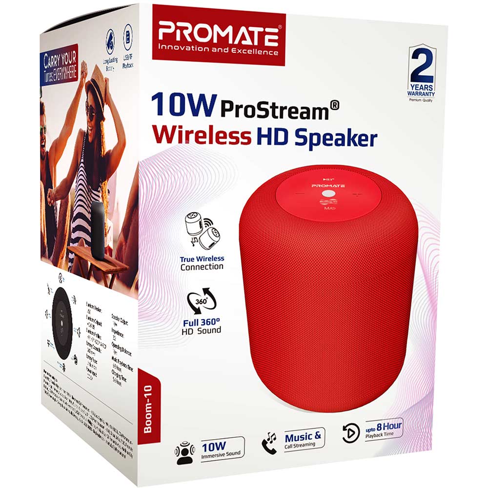 Портативная акустика PROMATE Boom-10 Red (boom-10.red) Тип портативная акустика