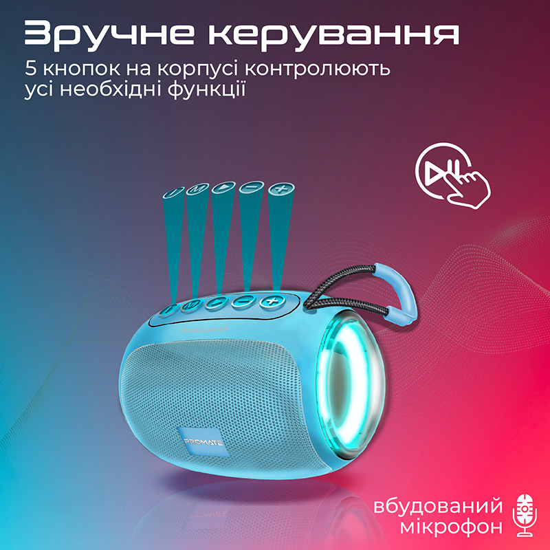 Внешний вид Портативная акустика PROMATE ccapsule-3.blue