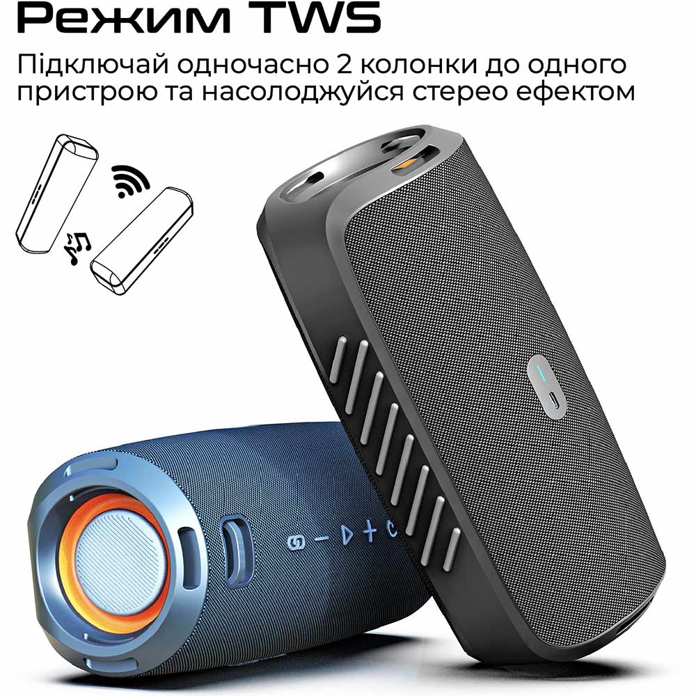 Портативна акустика HIFUTURE Gravity 45W Black (gravity.black) Потужність 45