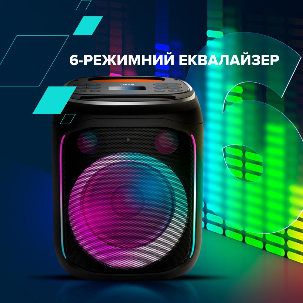 В Україні Портативна акустика CANYON OnFun 5 Partybox 40W RGB Black (CNE-PBSP5)