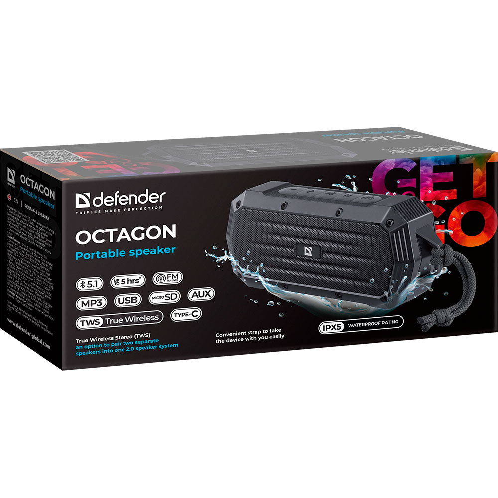 Замовити Портативна акустика DEFENDER Octagon Black (65039)