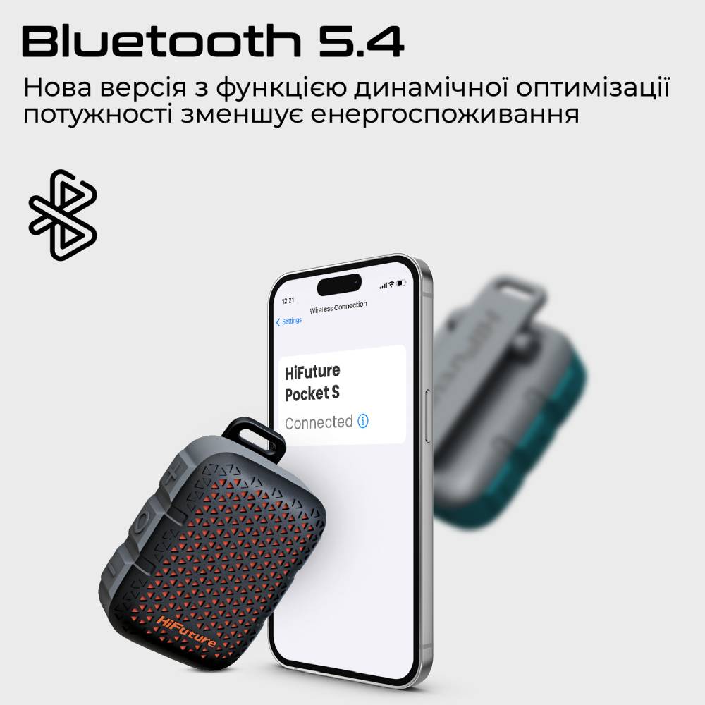 Портативна акустика HIFUTURE Pocket-S 5W Black (pocket-s.black) Додатково Вологозахист IPX7