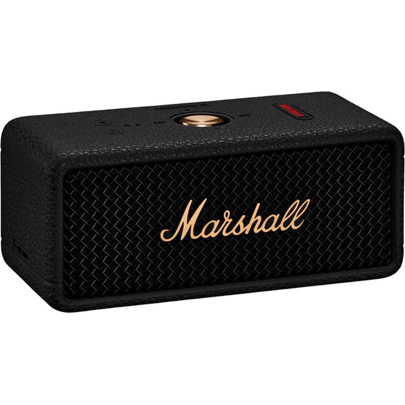 Портативная акустика MARSHALL Portable Speaker Emberton III Black and Brass (1006884) Дополнительно Совместимость с ОС Android, iOS, Windows; Влагозащита IP67; 20 минут зарядки обеспечивают 6 часов воспроизведения