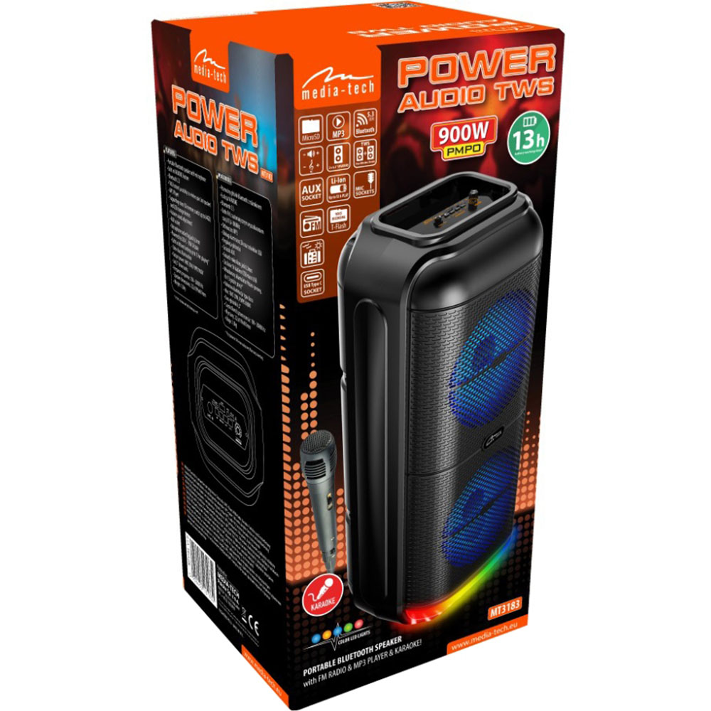 Фото Портативная акустика MEDIA-TECH с микрофоном 50 W Black (MT3183)