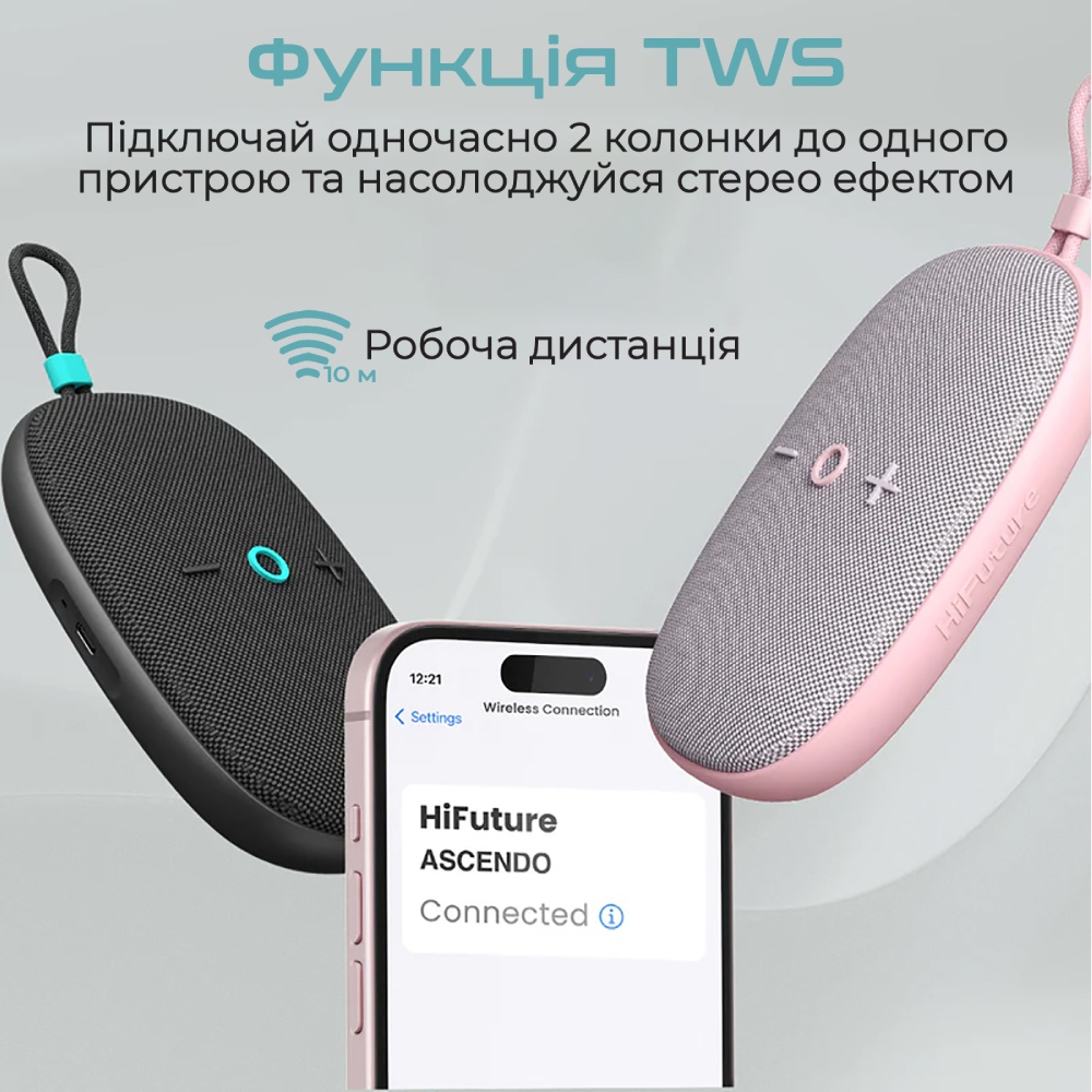 Портативна акустика HIFUTURE Ascendo Pink (ascendo.pink) Формат 1.0
