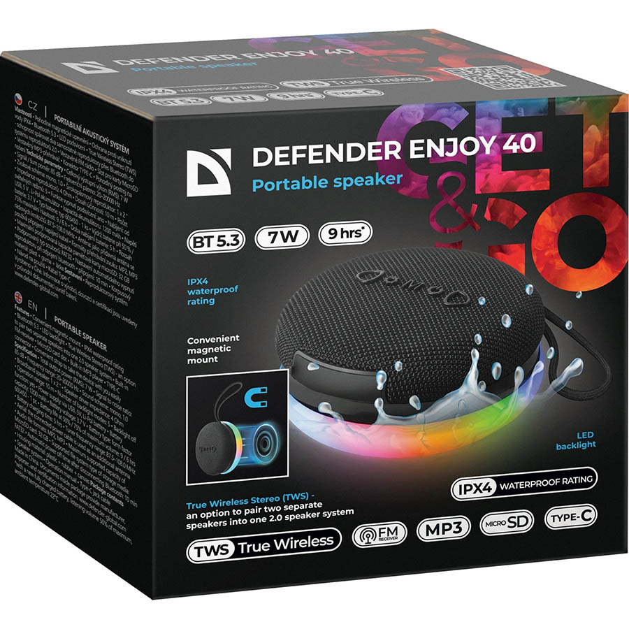 Внешний вид Портативная акустика DEFENDER Enjoy 40 Black (65141)