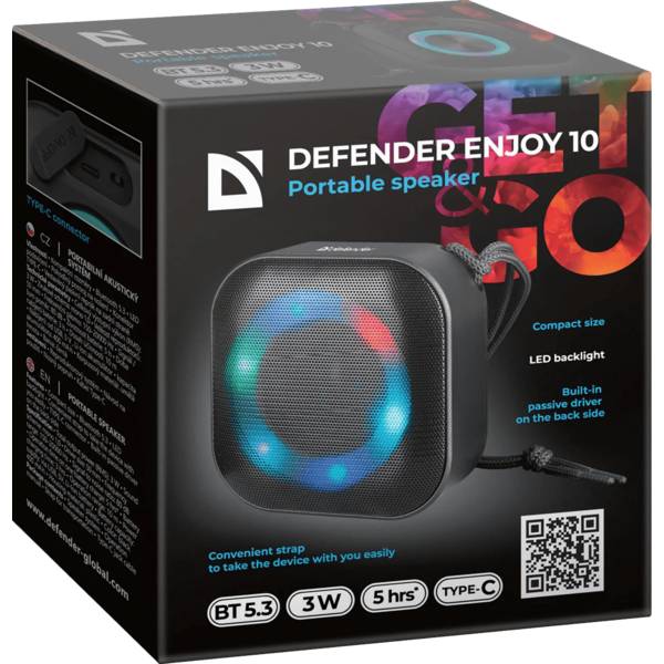Зовнішній вигляд Портативна акустика DEFENDER Enjoy 10 3Вт Black (65009)
