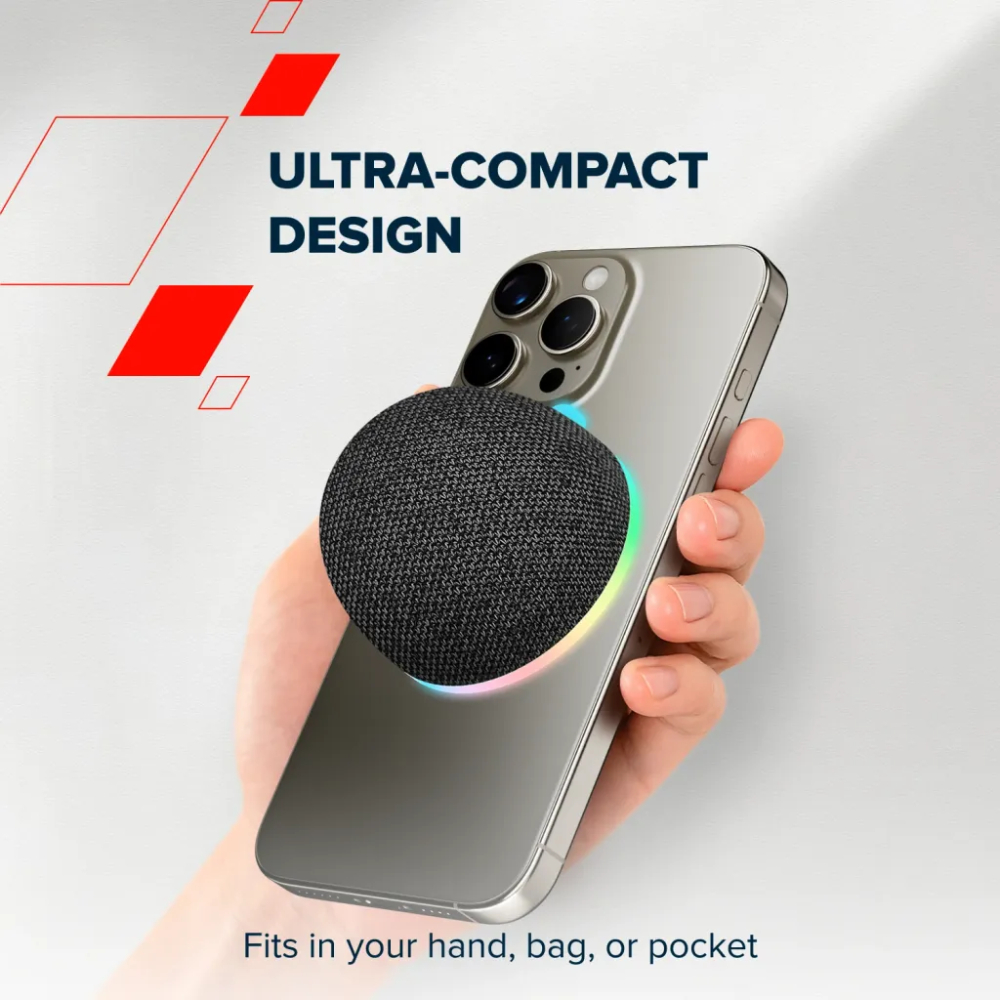 Зовнішній вигляд Портативна акустика CANYON 13 MagSafe Magnetic TWS RGB 5W Black (CNE-CBTSP13B)