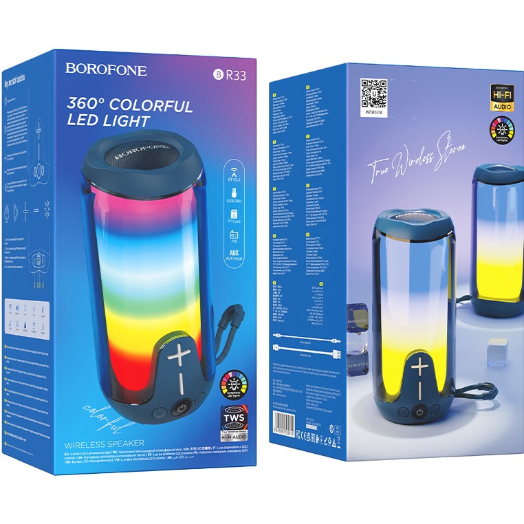 Зовнішній вигляд Портативна акустика BOROFONE BR33 Pulse color sports Navy Blue (6941991105814)