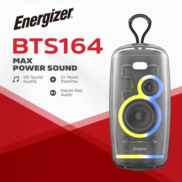 Зовнішній вигляд Портативна акустика ENERGIZER 16Вт Black (BTS164)