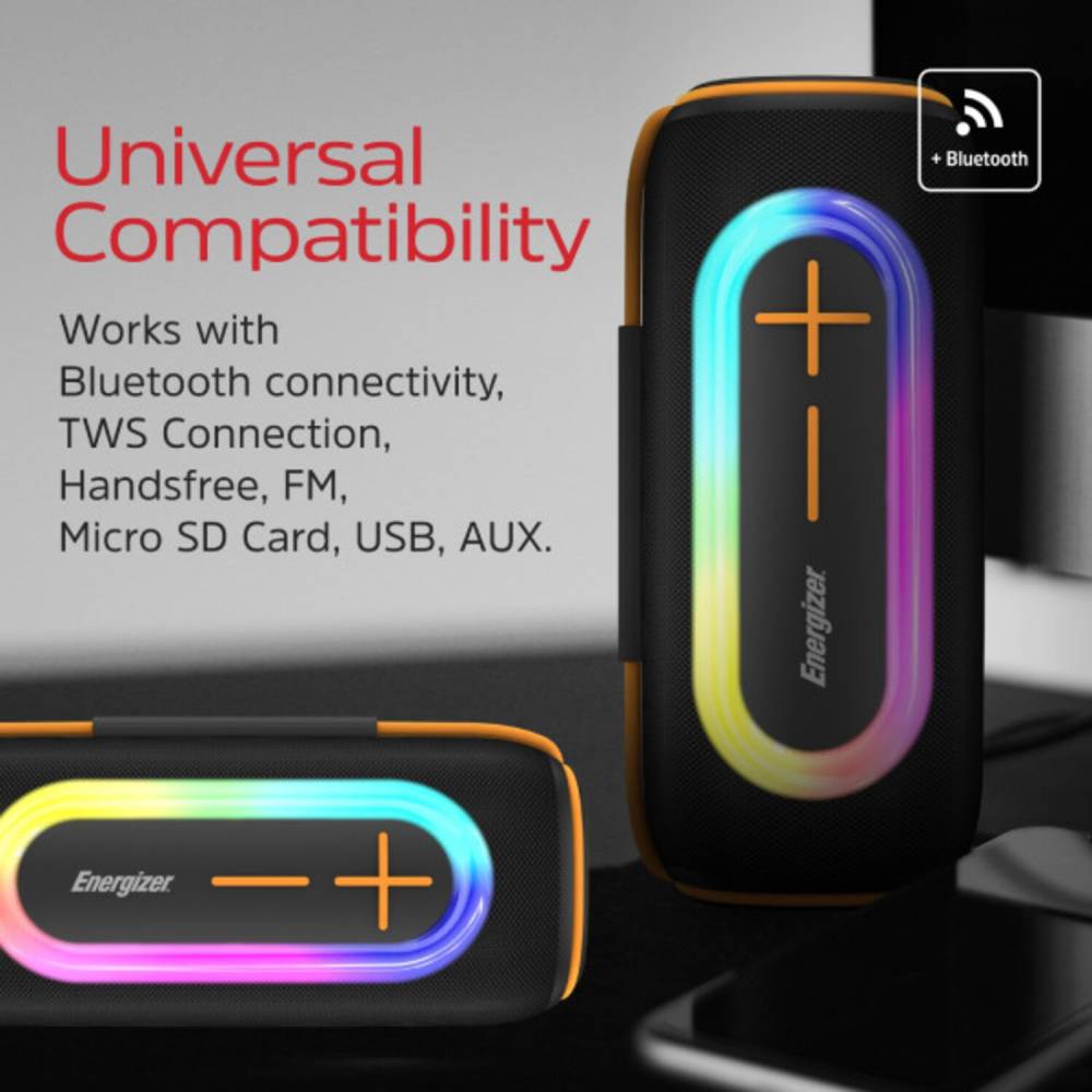Зовнішній вигляд Портативна акустика ENERGIZER 20Вт Black (BTS206)