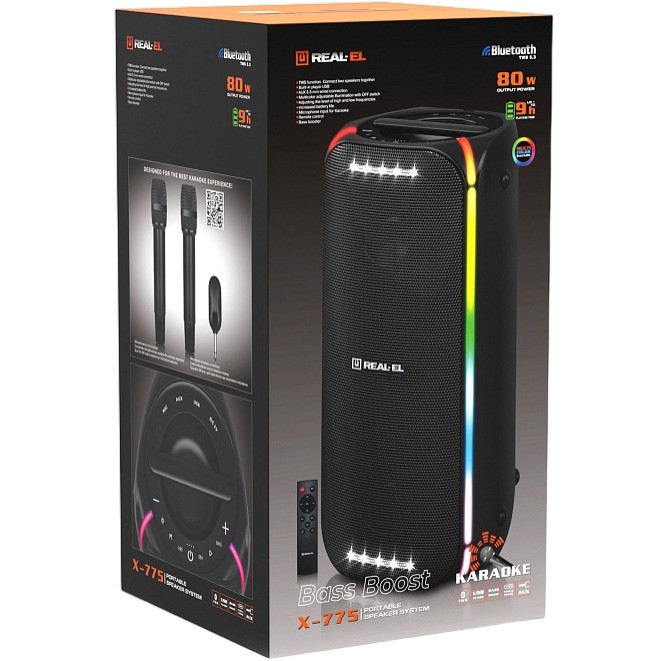 В Фокстрот Портативная акустика REAL EL X-775 Black (EL121600032)