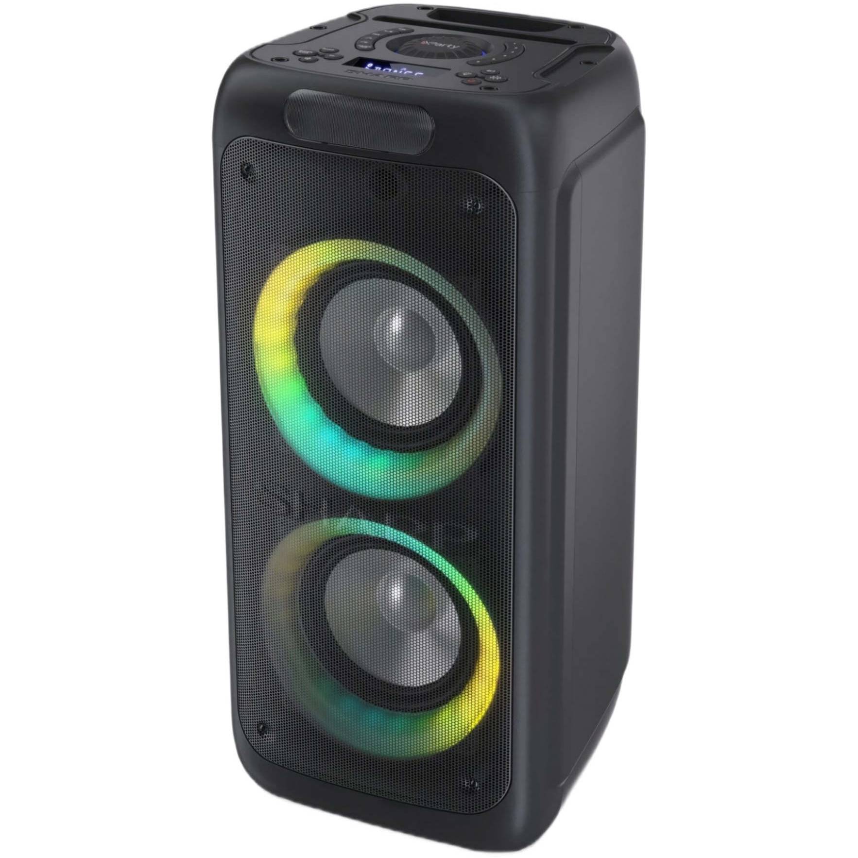 Портативна акустика SHARP PS-949 Додатково Телефон/планшет-тримач у верхній частині корпусу; вбудовані ручки та колеса; підтримка форматів MP3, WAV, FLAC; мобільний додаток Sharp Life для повного контролю; функція Duo Mod - підключення двох колонок у TWS; 2 мікрофонні входи з реверберацією