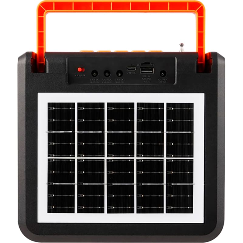 Портативна акустика NEWVEW NV-9218 Orange (NWVW-NV-9218-OR) Додатково Сонячна панель для заряджання акумулятора; Зовнішня антена для кращого прийому сигналу; Сумісність з iOS та Android пристроями