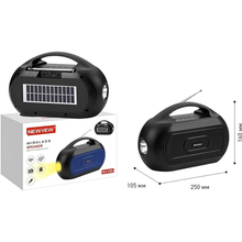 Портативна акустика NEWVEW NV-V50 Solar Panel/BT/USB/TF/FM/AUX Black (NWVW-NV-V50-BK)