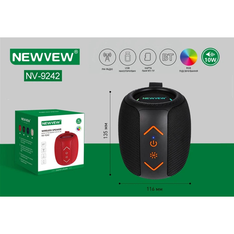 Портативна акустика NEWVEW NV-9242 BT/USB/TF/FM/TWS Black (NWVW-NV-9242-BK) Комунікації USB 2.0