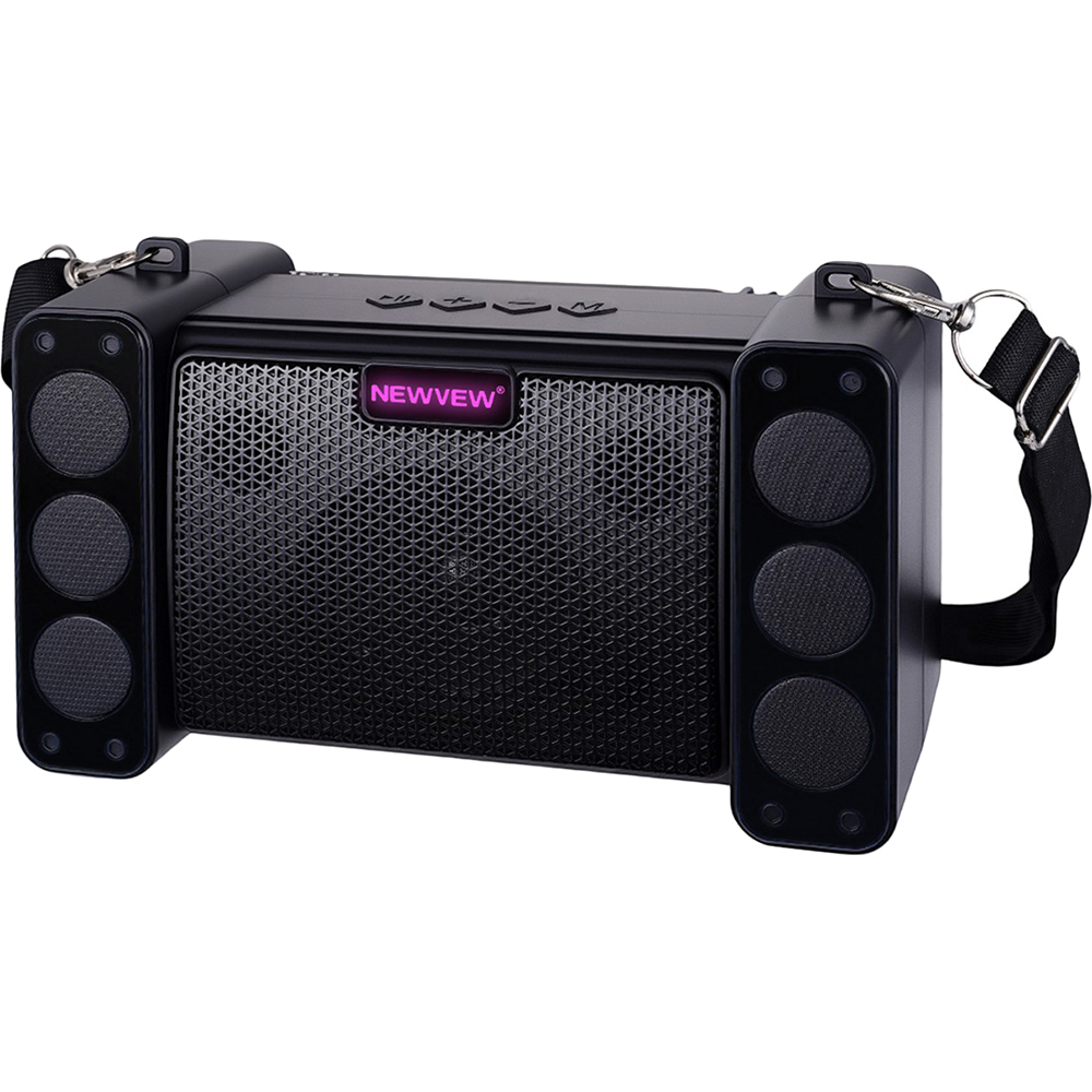 Портативна акустика NEWVEW NV-9172 Solar Panel/BT/USB/TF/FM Black Додатково сонячна панель для додаткового заряджання; Зовнішня антена для стабільного прийому радіо; Регульований ремінь для зручного перенесення; Номінальний імпеданс: 8 Ом