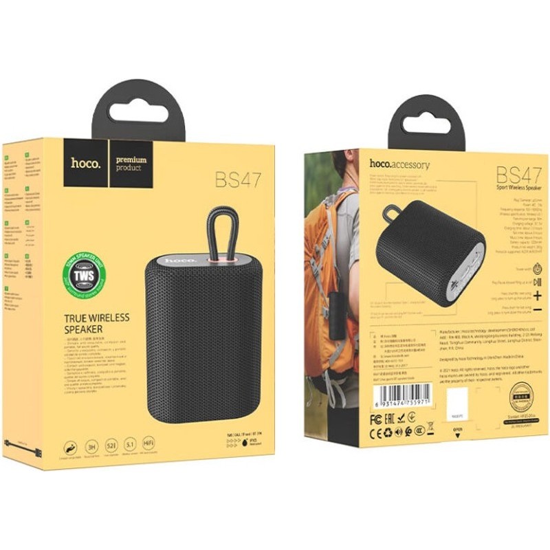 Портативна акустика HOCO BS47 Uno Black (6931474755971) Тип портативна акустика