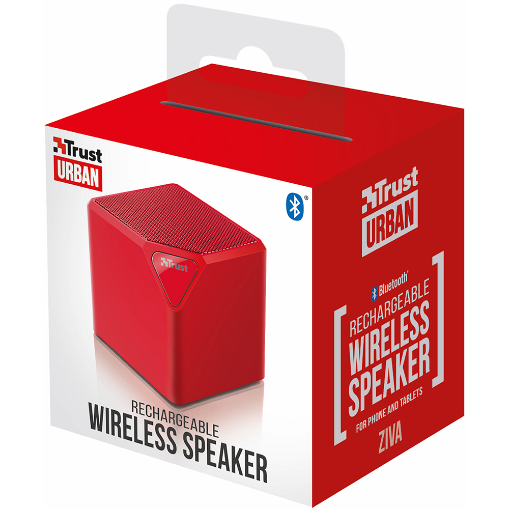 Зовнішній вигляд Портативна акустика TRUST Ziva Wireless Bluetooth Speaker red (21717)