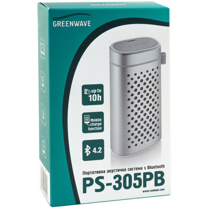 Портативна акустика GREENWAVE PS-305PB silver (00-00032084) Потужність 3