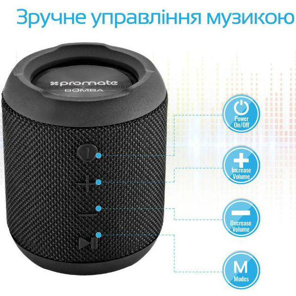 Портативна акустика PROMATE Bomba Black (bomba.black) Тип портативна акустика