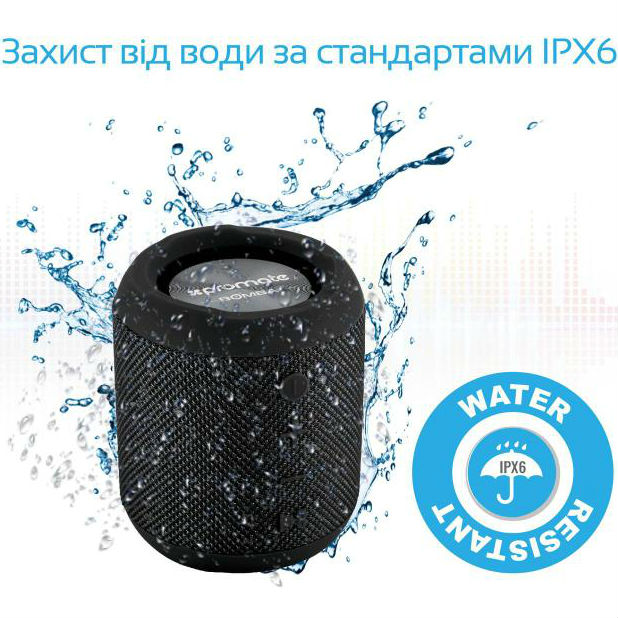 Зовнішній вигляд Портативна акустика PROMATE Bomba Black (bomba.black)