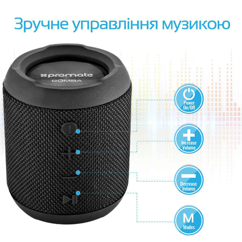 Портативна акустика PROMATE Bomba (bomba.black) Тип портативна акустика