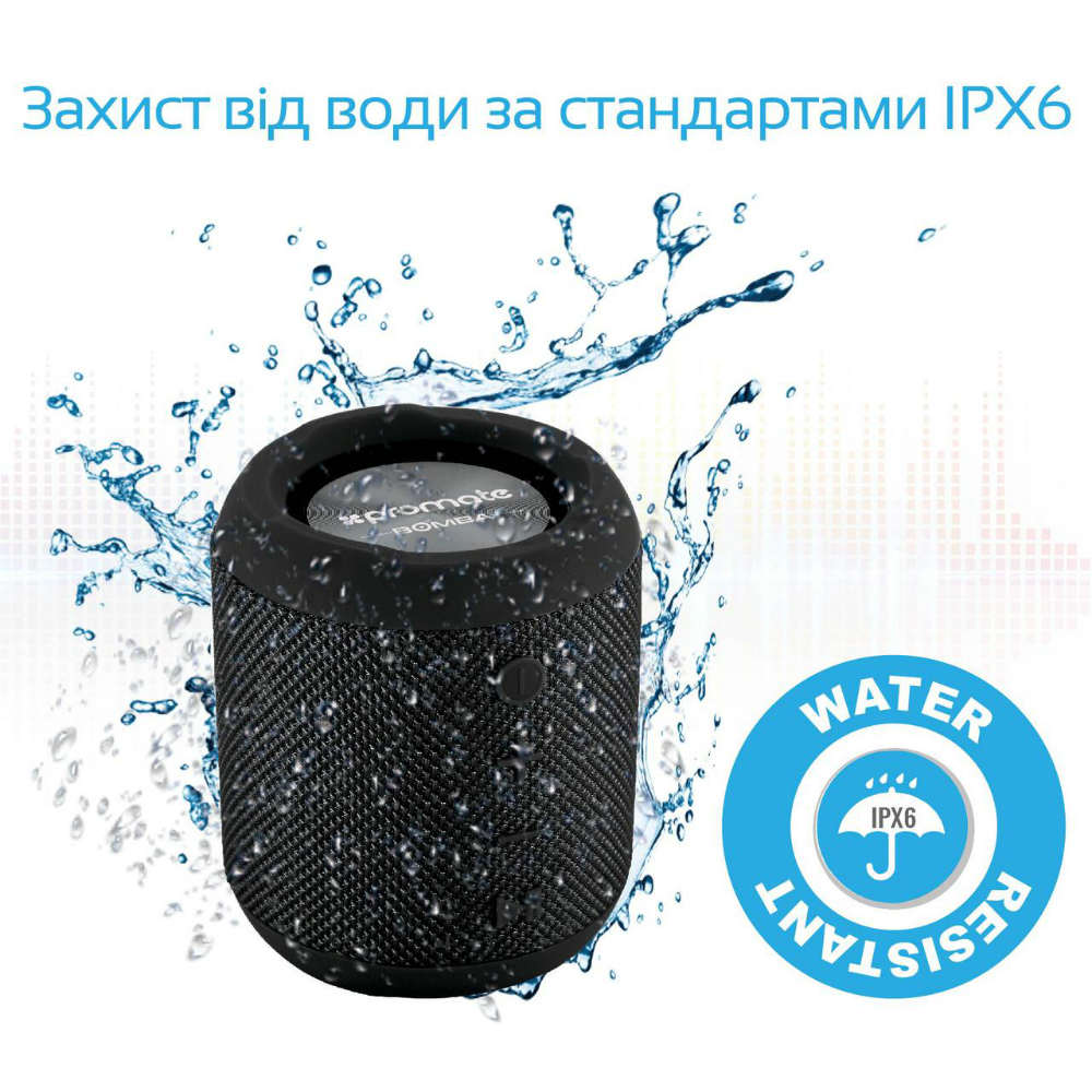 Зовнішній вигляд Портативна акустика PROMATE Bomba (bomba.black)