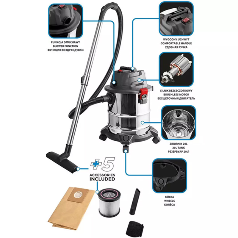 Фото 16 Пылесос професиональный GRAPHITE Energy+ 18В 20 л (58GE124)