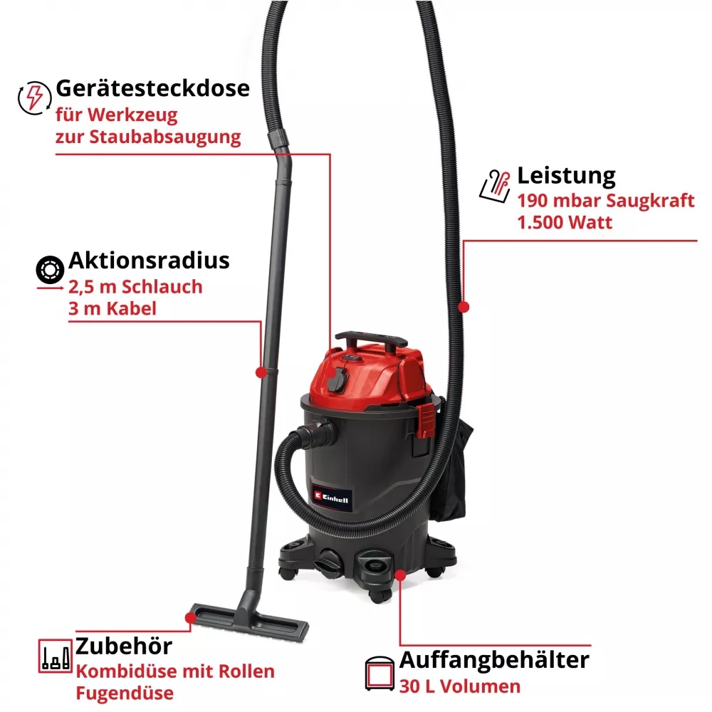 Пилосос EINHELL 1930А (2342490) Тип прибирання вологе