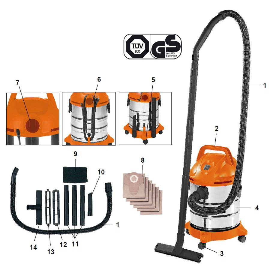 Пылесос EINHELL BVC 1250 S (2342161) Тип профессиональный