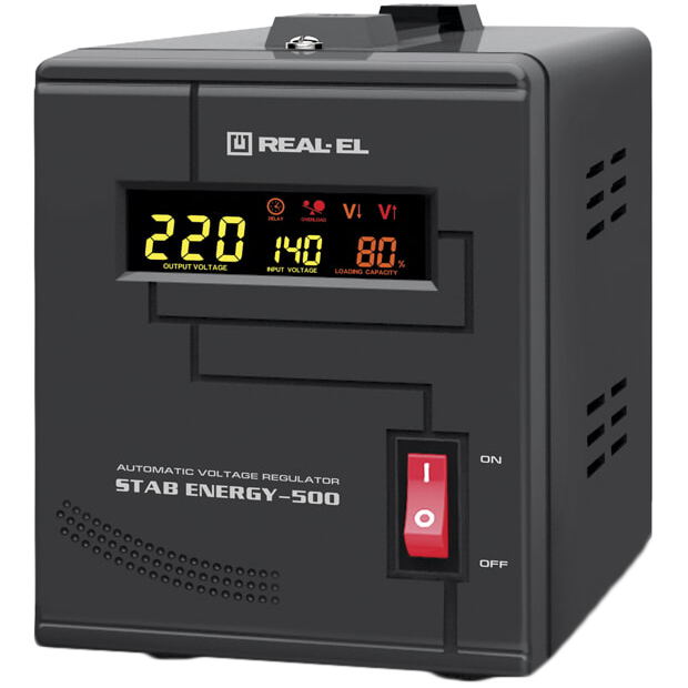 Стабилизатор напряжения REAL EL STAB ENERGY-500 Black (EL122400011)